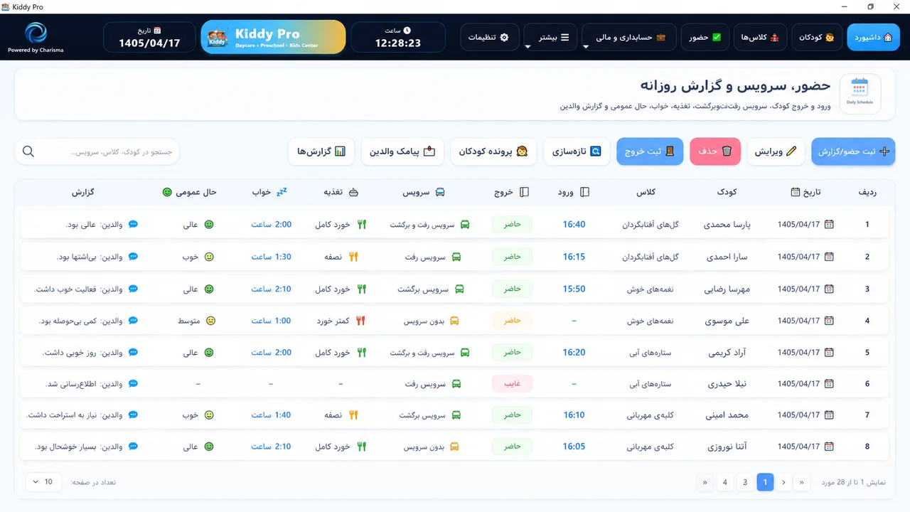 حضور و گزارش روزانه