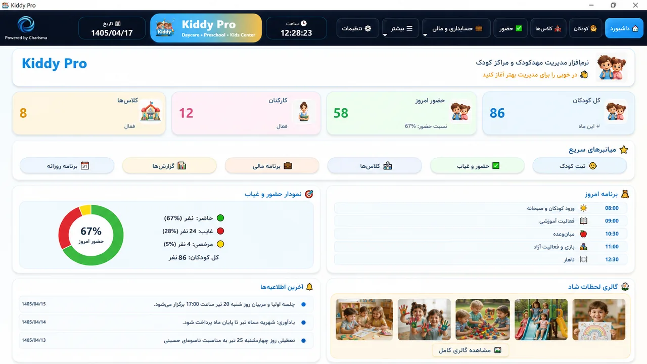 داشبورد نرم افزار Kiddy Pro