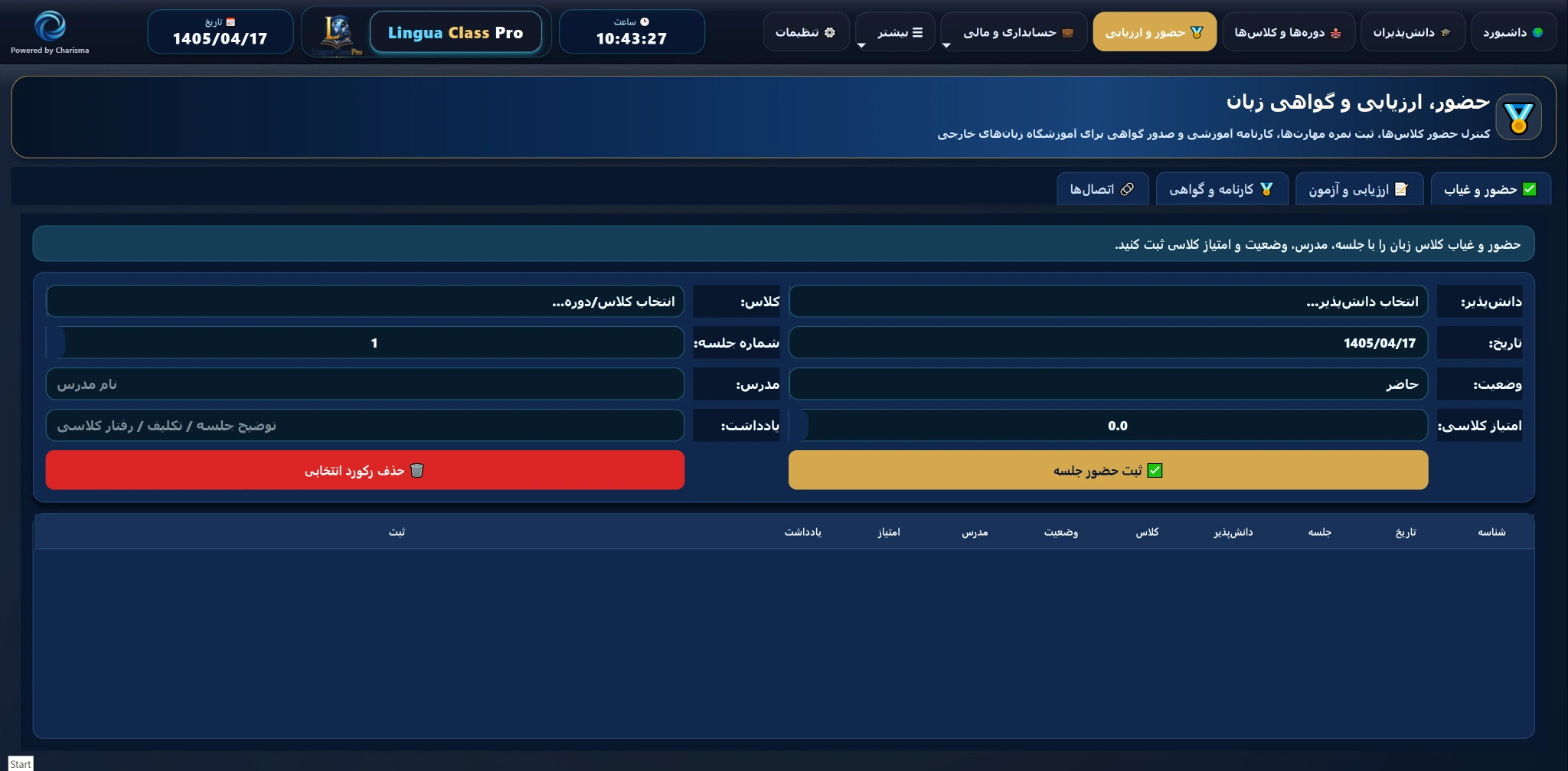 حضور و ارزیابی آموزشگاه زبان